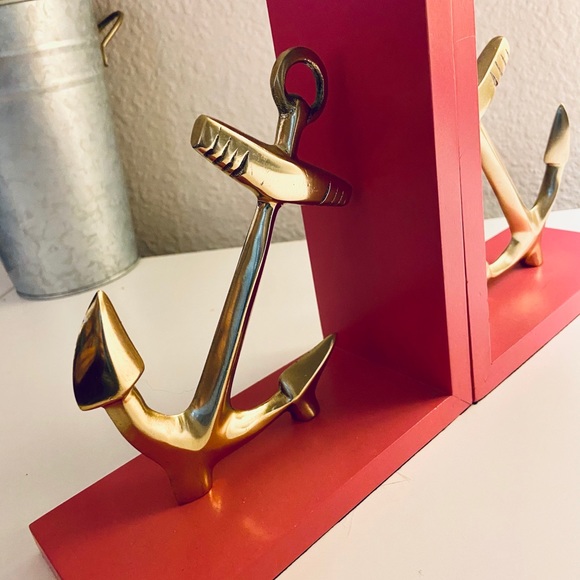 Anchor Bookends Nautical Theme Hot Pink + Gold - Picture 4 of 8